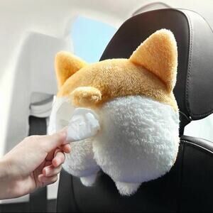 Corgi Butt Plush Car Tissue Holder, Hanging for Headrest Sun‑Visor